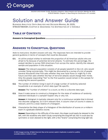 Solution and Answers Guide For Business Analytics Data Analysis ...
