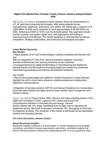 Digital Twin Market Size, Share, Forecast 2026-2035