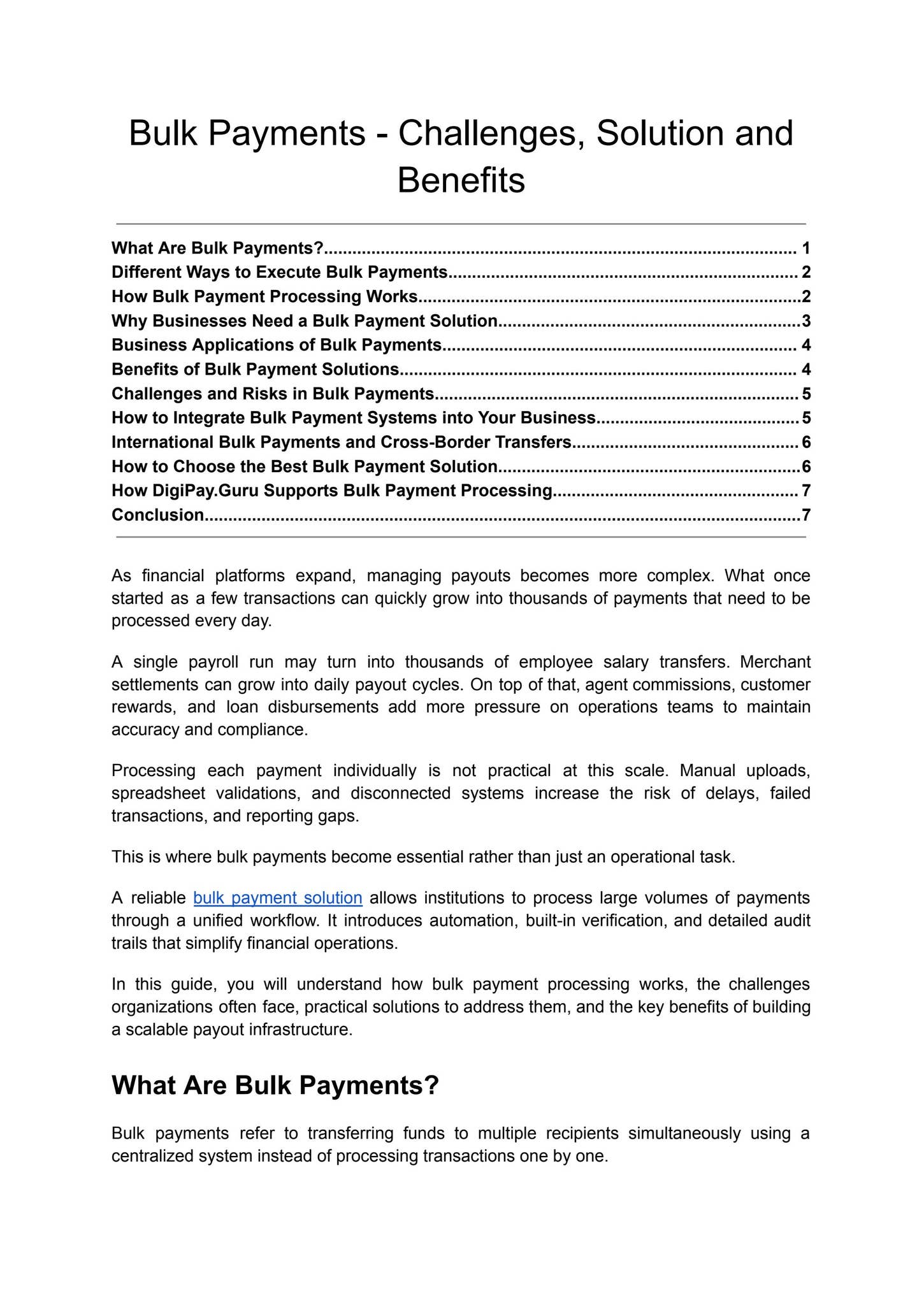 Bulk Payments - Challenges, Solution and Benefits by Digipay guru - Issuu