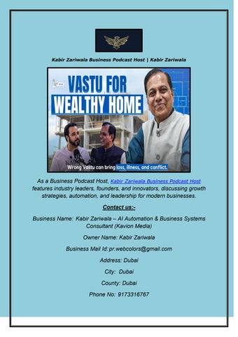 Kabir Zariwala Business Podcast Host  Kabir Zariwala