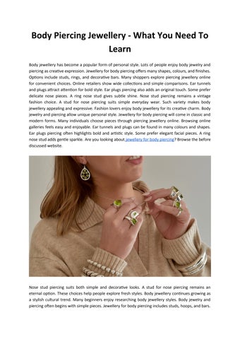 Body Piercing Jewellery - What You Need To Learn