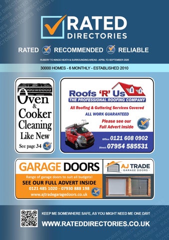 Rubery to Kings Heath Rated Directory April to September 2026