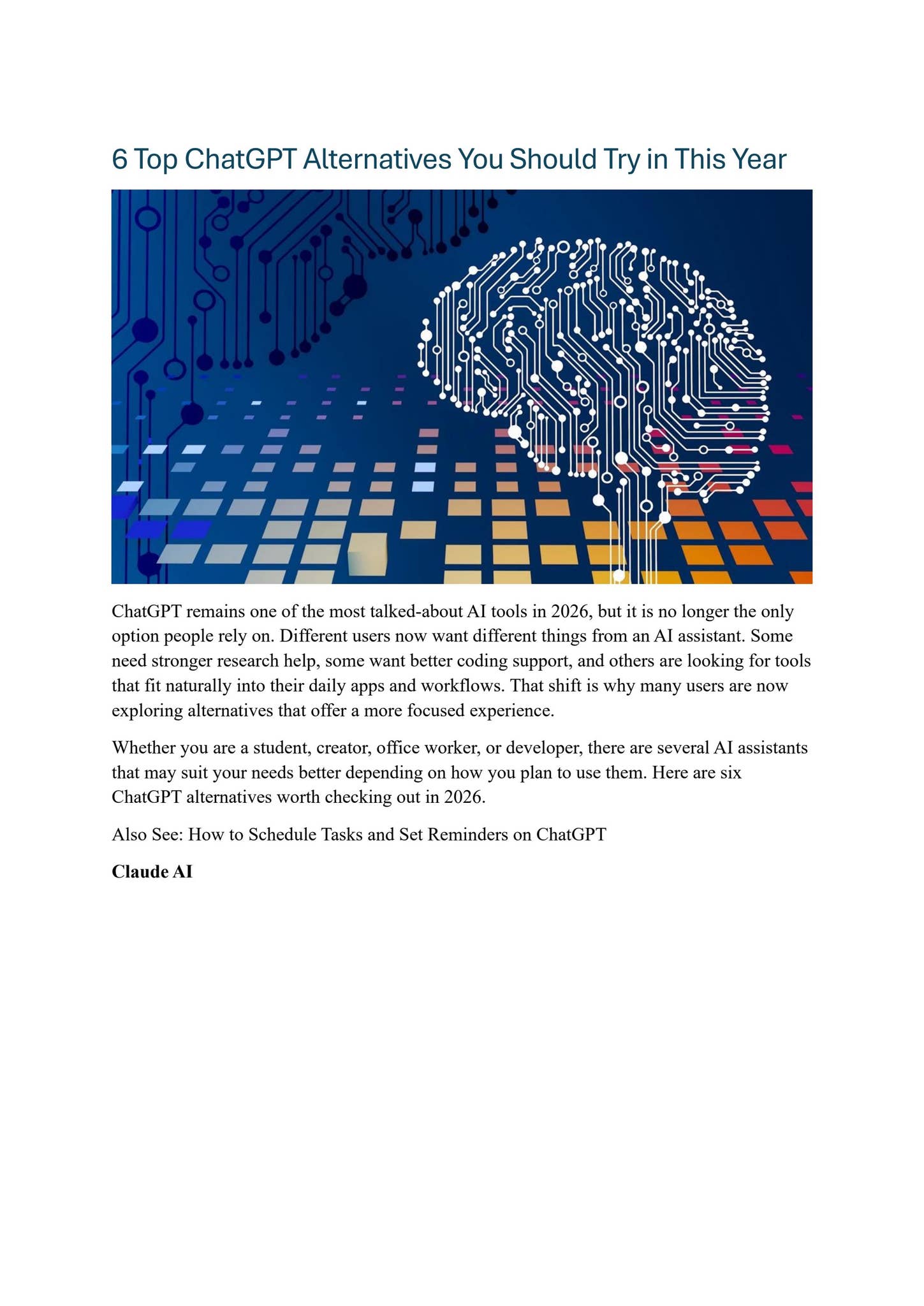 6 Best ChatGPT Alternatives to Use in 2026 by SparkNherd - Issuu