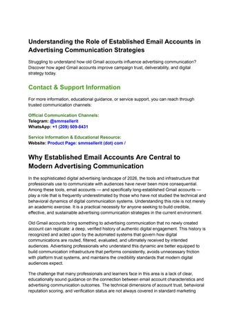 Advertising Professionals Features of Buying Old Gmail Accounts