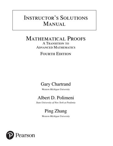 Instructor's Solutions Manual for Mathematical Proofs A Transition to Advanced Mathematics Albert ed