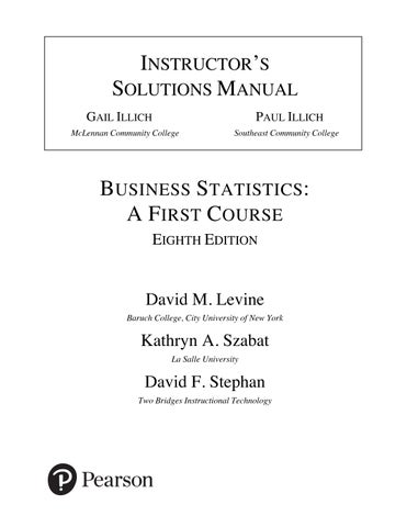 Solution Manual For Business Statistics A First Course, 8th Edition David M. Levine, Kathryn A. Szab