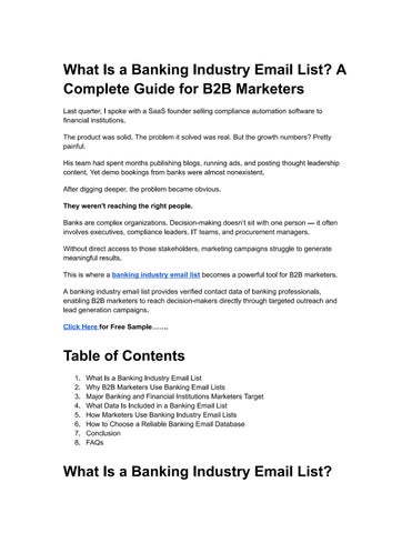 What Is a Banking Industry Email List? A Complete Guide for B2B Marketers