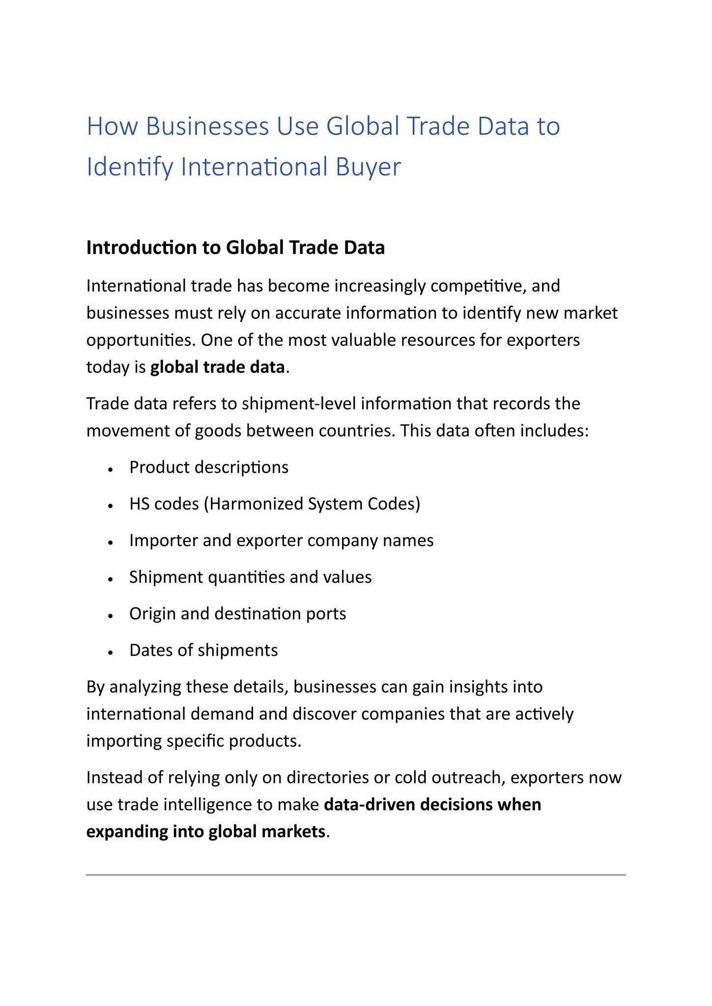 How Businesses Use Global Trade Data to Identify International Buyer by ...