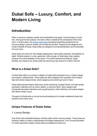 Dubai Sofa – Luxury, Comfort, and Modern Living