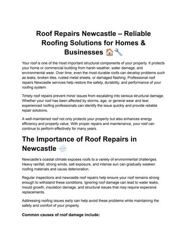Roof Repairs Newcastle