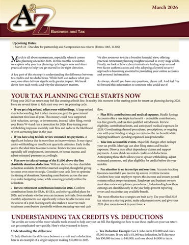 A2Z Business & Tax - March 2026 Newsletter
