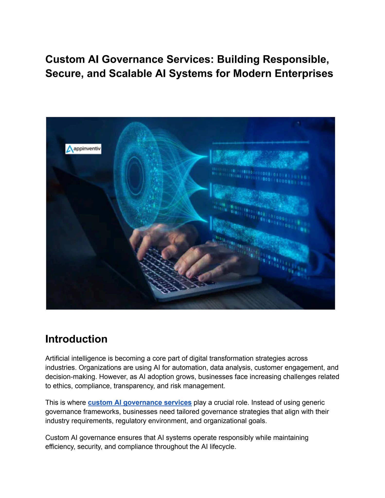 Custom AI Governance Services | Build Responsible & Secure AI Systems ...
