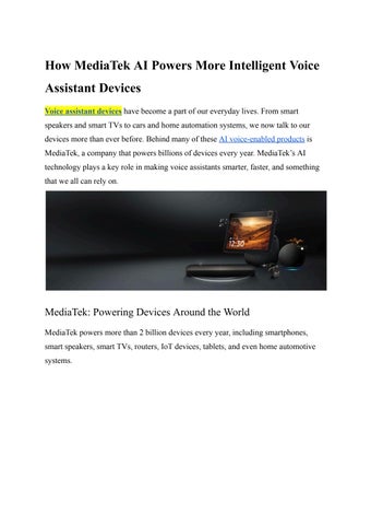 MediaTek Voice Assistant Devices – Smart AI Chipsets for Smart Home Innovation