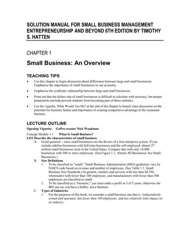 Solution Manual For Small Business Management Entrepreneurship and Beyond 6th Edition by Timothy S. 