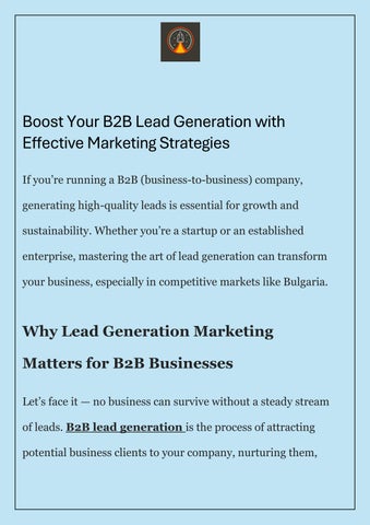 Boost Your B2B Lead Generation with  Effective Marketing Strategies  
