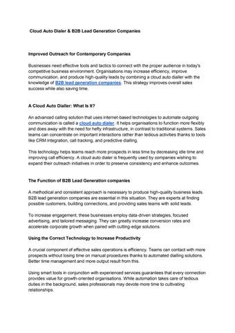 Cloud Auto Dialer & B2B Lead Generation Companies