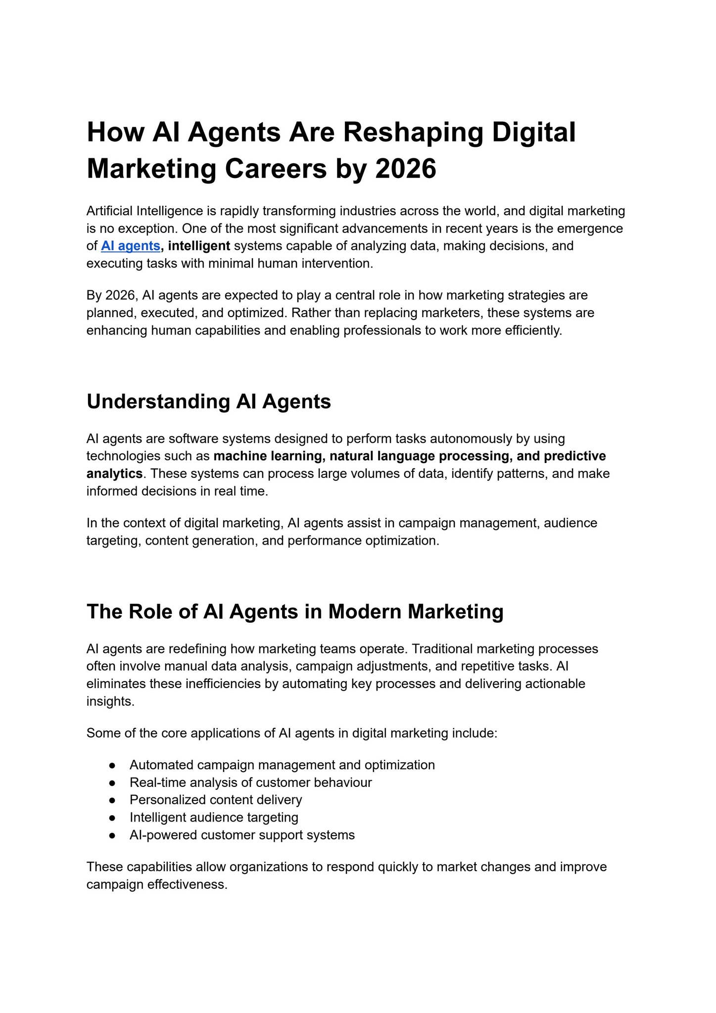 How AI Agents Are Reshaping Digital Marketing Careers by 2026 - Google ...