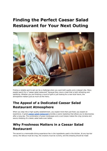 Finding the Perfect Caesar Salad Restaurant for Your Next Outing