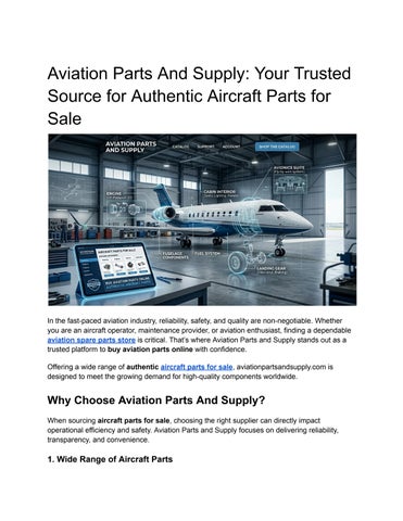 Aviation Parts And Supply_ Your Trusted Source for Authentic Aircraft Parts for Sale
