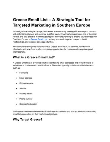 Greece Email List