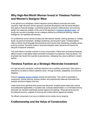 Why High-Net-Worth Women Invest in Timeless Fashion