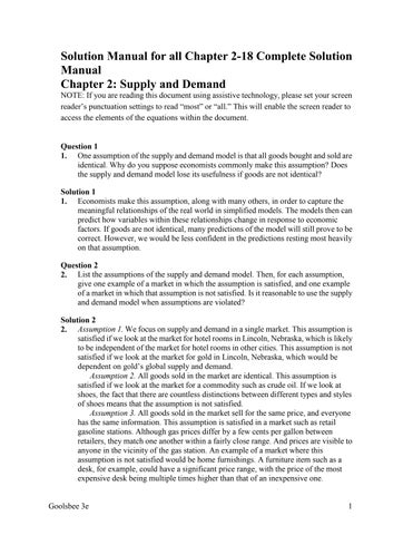 Solution Manual for Microeconomics 3rd Edition by Austan Goolsbee, Steven Levitt, Chad Syverson