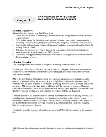 Solution Manual for Advertising Promotion and other aspects of Integrated Marketing Communications 1