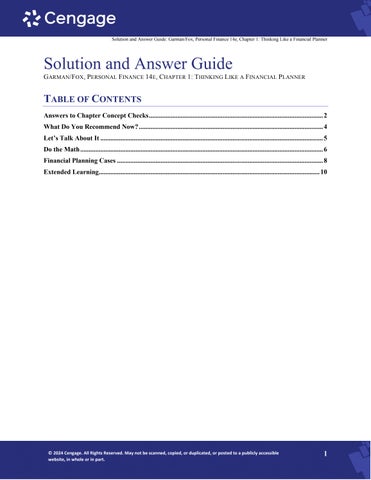 Solution Manual for Personal Finance 14th Edition by E. Thomas Garman, Raymond E. Forgue