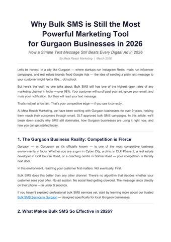 Why Bulk SMS is Still the Most Powerful Marketing Tool for Gurgaon Businesses in 2026