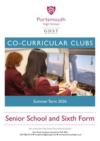 Senior School Co-curricular Clubs Summer Term 2026