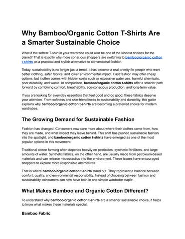 Why Bamboo_Organic Cotton T-Shirts Are a Smarter Sustainable Choice