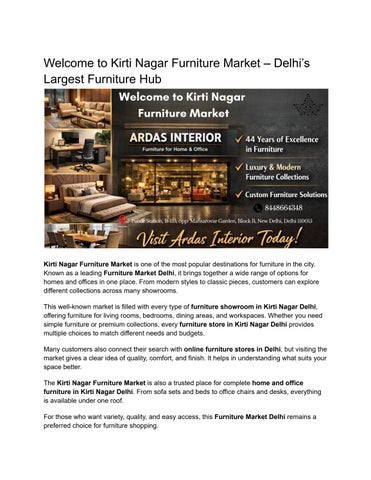Welcome to Kirti Nagar Furniture Market – Delhi’s Largest Furniture Hub