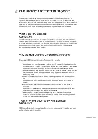 HDB Licensed Contractor in Singapore