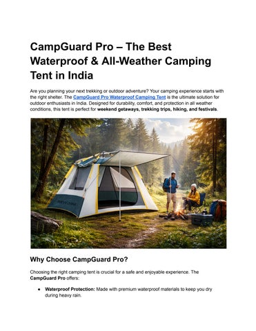 Elevate Your Adventure: Why CampGuard Pro