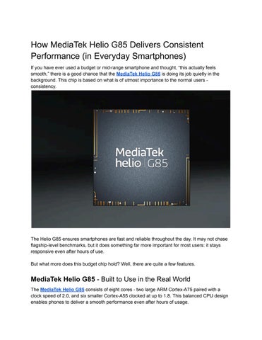 MediaTek Helio G85: The Secret Behind Stable Performance in Budget Phones