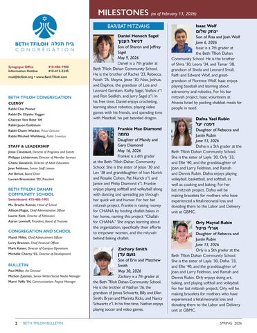 Beth Tfiloh Dahan Community School & Congregation 灯饰目录 · Bulletin 春季 26 - pages 第 2 页