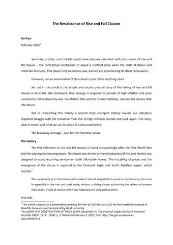 The Renaissance of Rise and Fall Clauses