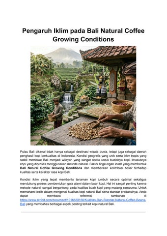 Pengaruh Iklim pada Bali Natural Coffee Growing Conditions