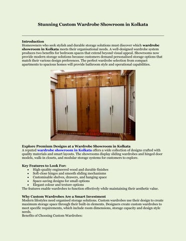 Stunning Custom Wardrobe Showroom in Kolkata – Modern Designs & Smart Storage