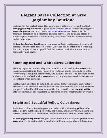 Elegant Saree Collection at Sree Jagdambay Boutique