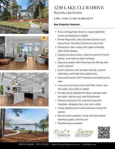 1230 Lake Club Drive Feature Sheet