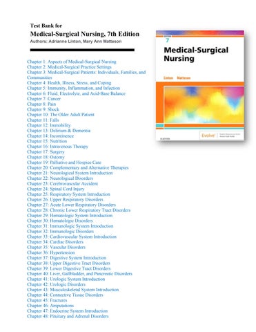 Test Bank Medical-Surgical Nursing 7th Edition by Linton Chapter 1-63 ...