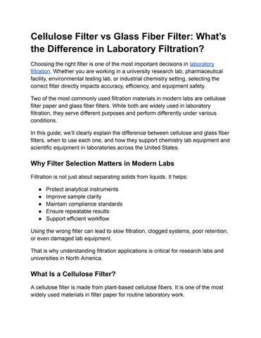 Cellulose Filter vs Glass Fiber Filter_ What’s the Difference in Laboratory Filtration