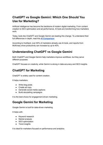 ChatGPT vs Google Gemini: Which One Should You Use for Marketing?