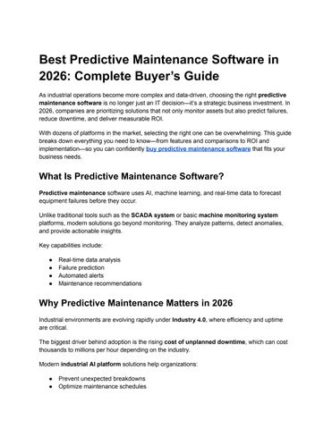 Best Predictive Maintenance Software in 2026: