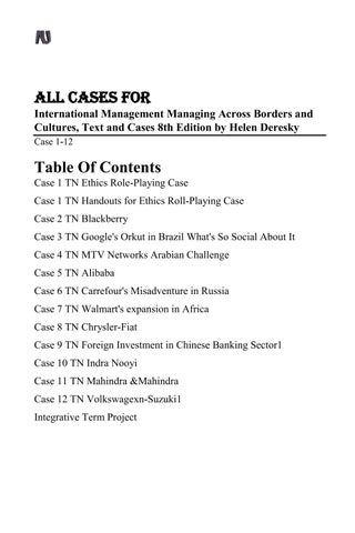 All Cases For International Management Managing Across Borders and Cultures, Text and Cases 8th Edit