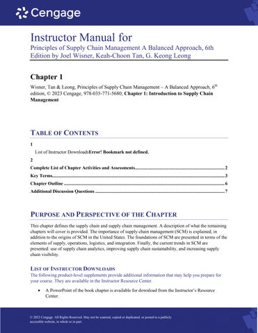 Instructor ManuaFor Principles of Supply Chain Management A Balanced Approach, 6th Edition by Joel W