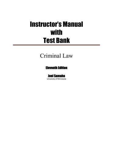Solution Manual for Criminal Law 11th Edition by Joel Samaha