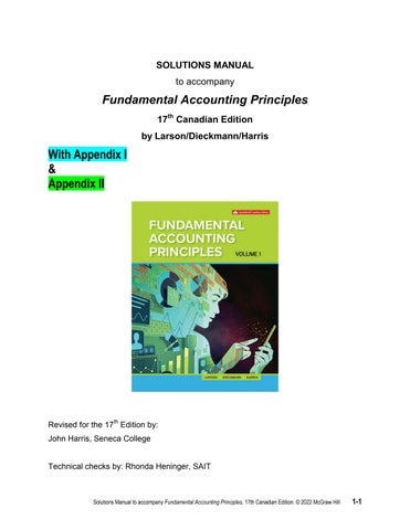 Solution Manual for Fundamental Accounting Principles Volume 1 17th Canadian Edition By Kermit D. La