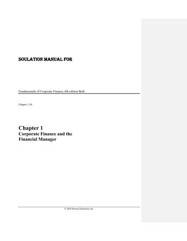 Solution Manual for Fundamentals of Corporate Finance, 6th Edition by Jonathan Berk, Peter DeMarzo, 